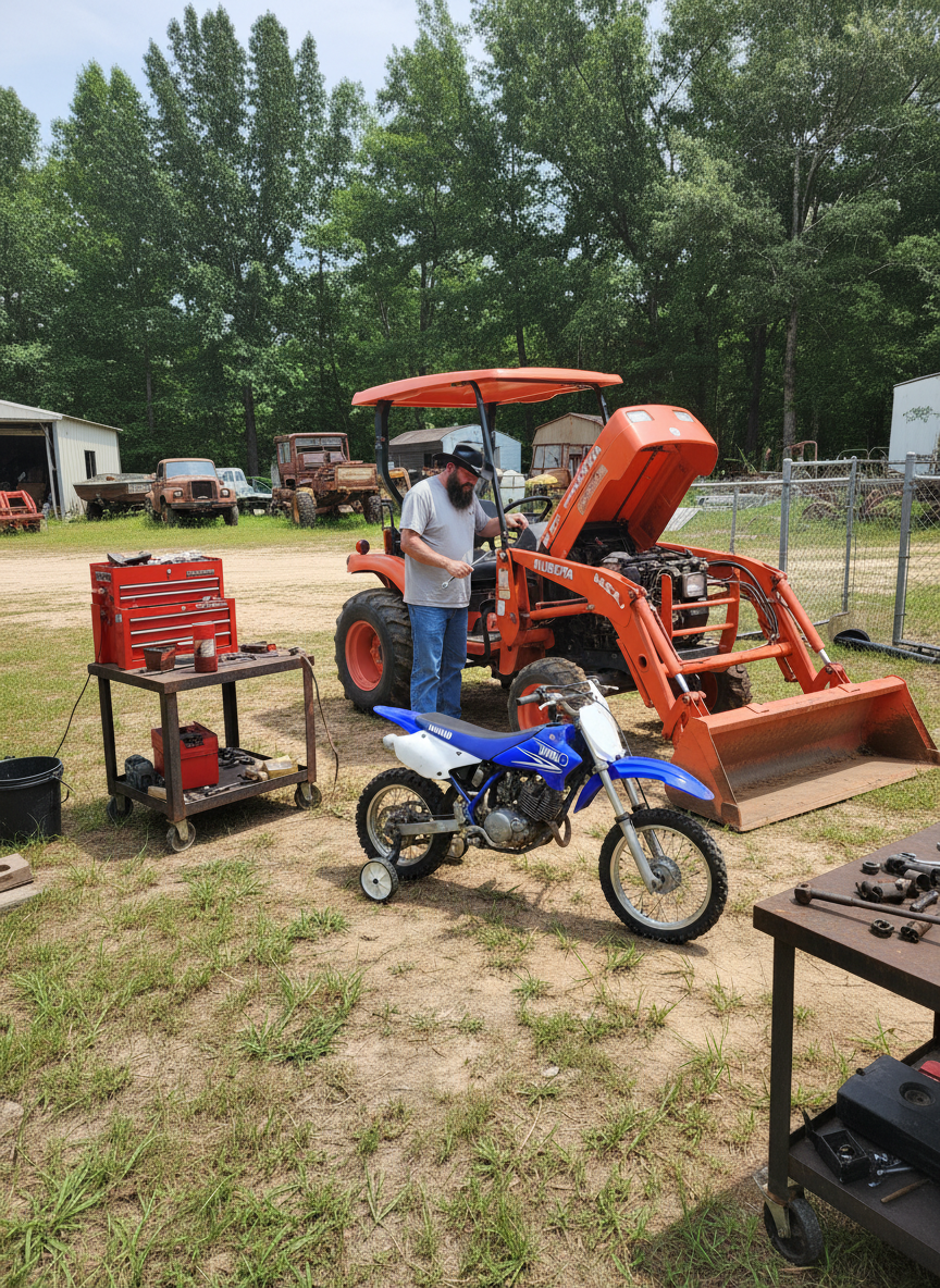 Working on the property with heavy equipment